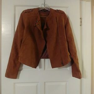 Faux suede cropped jacket